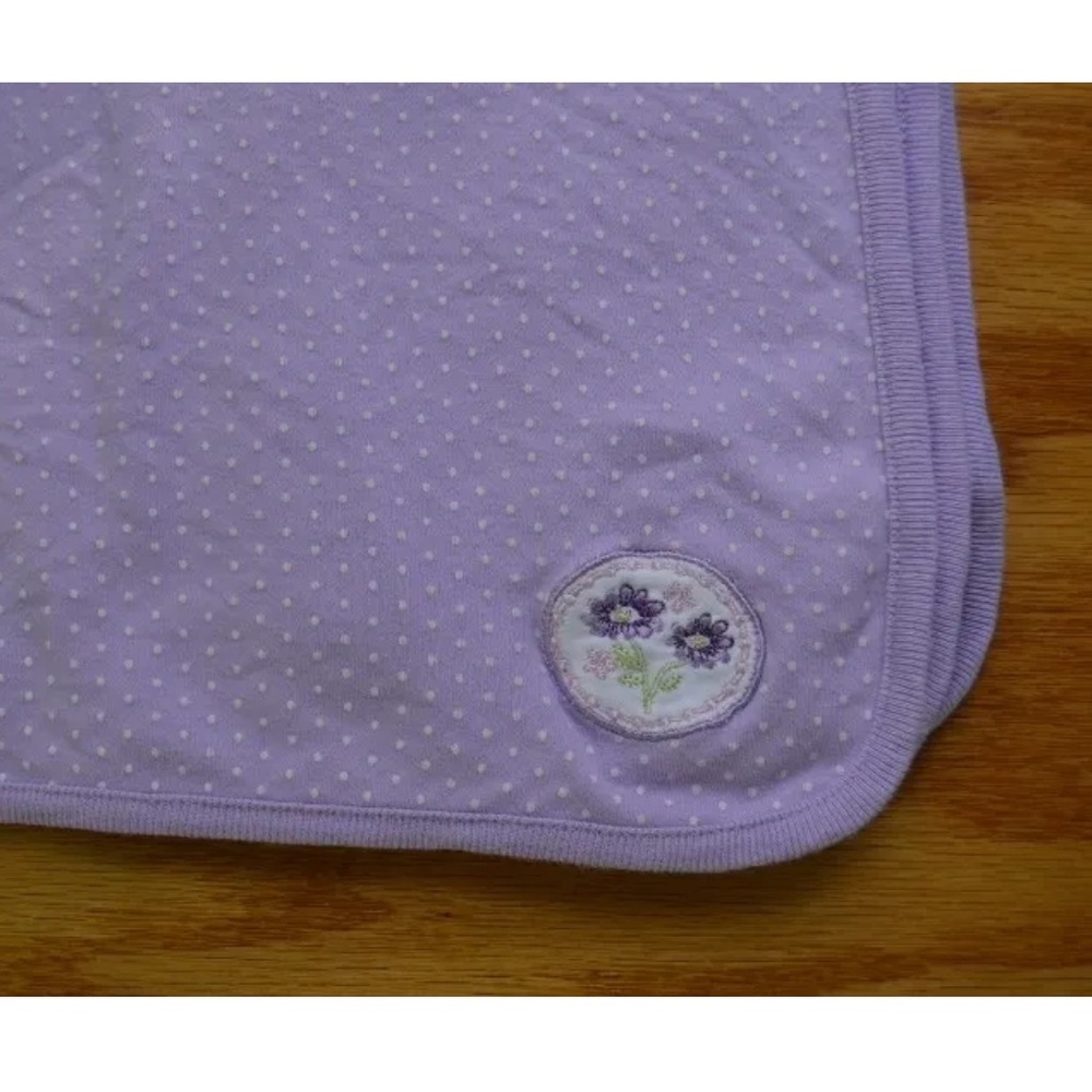 Bright Future Baby Blanket Security Lovey Purple White Polka Dots Floral Flower
